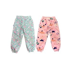 Jan & Jul Kids Fleece Lined Rain Pants Set of 2 Pink Blue 4T Waterproof READ